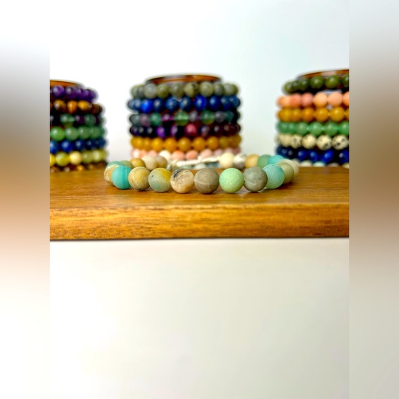Handmade genuine gemstone bracelet is Amazonite.This bracelet is adjustable - Picture 1 of 6